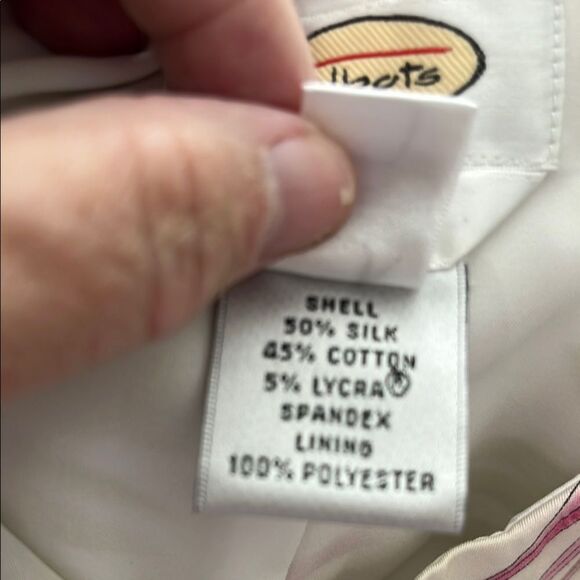 Talbots Women Stretch Tropical Print Pink & Green Palm Leaves Silk Blend SZ 18 W - Picture 8 of 8